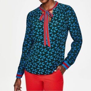 Boden Blue and Red Patterned Blouse
